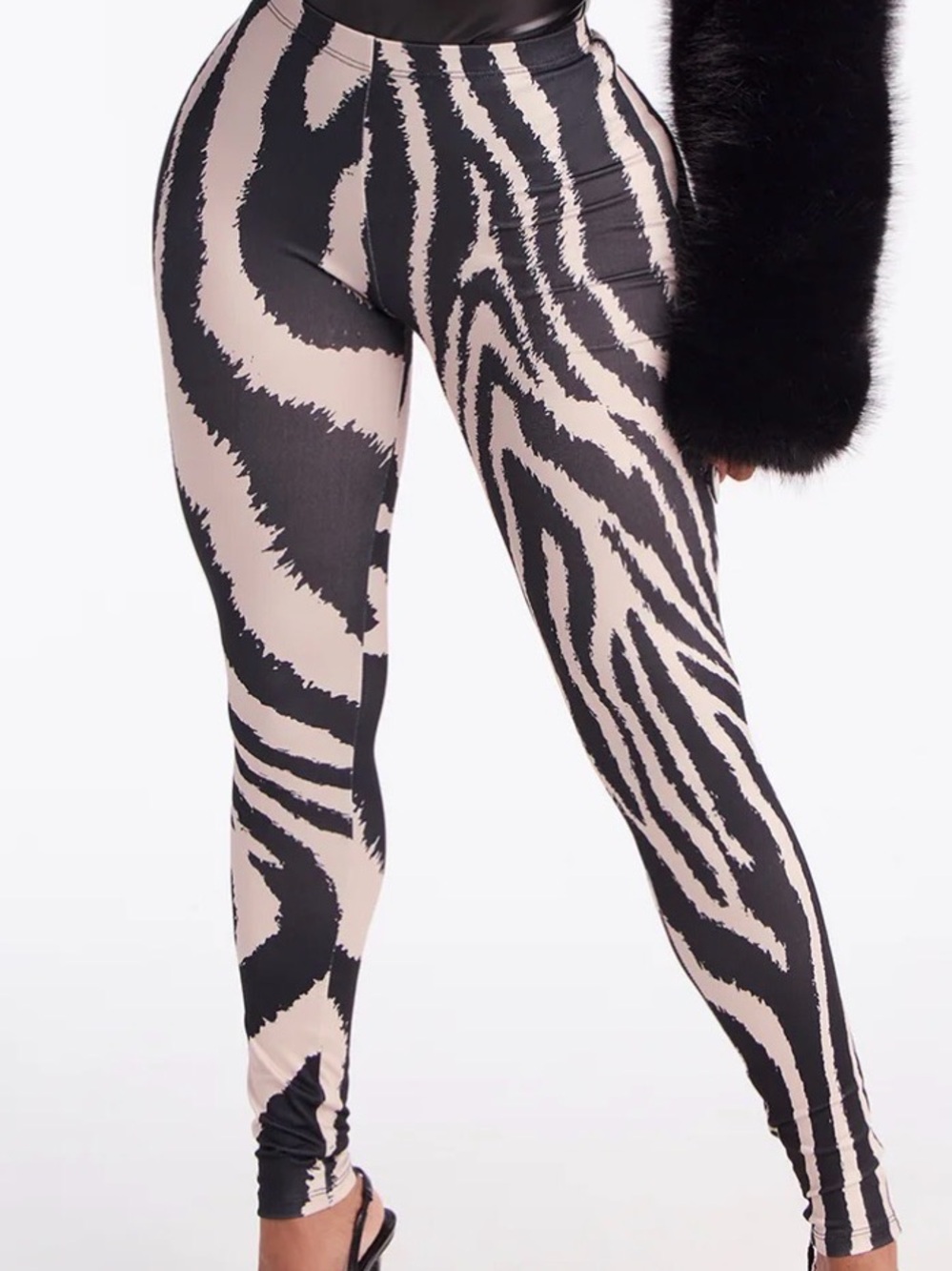 Fashion Nova-Effie Midrise Zebra Print Leggings.